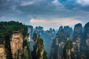 Fototapeta na wymiar Peaks in Wulingyuan Scenic Area, Zhangjiajie, Hunan, China
