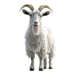 Front view of goat isolated on white or transparent background
