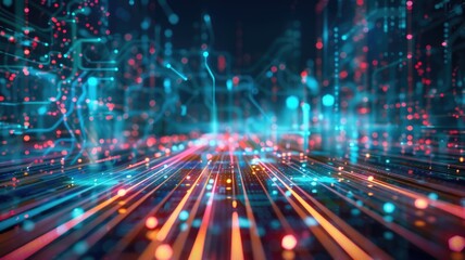 an automated optical network adjustment scenario, where AI algorithms optimize the light paths for maximum efficiency