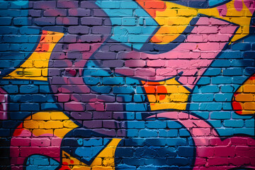 graffiti on the brick wall. abstract urban design on a downtown brick wall. 