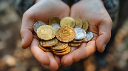 close-up coins in hands