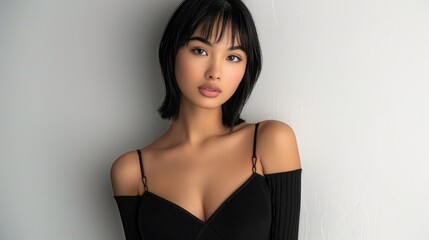 Fototapeta premium Woman in black top posing