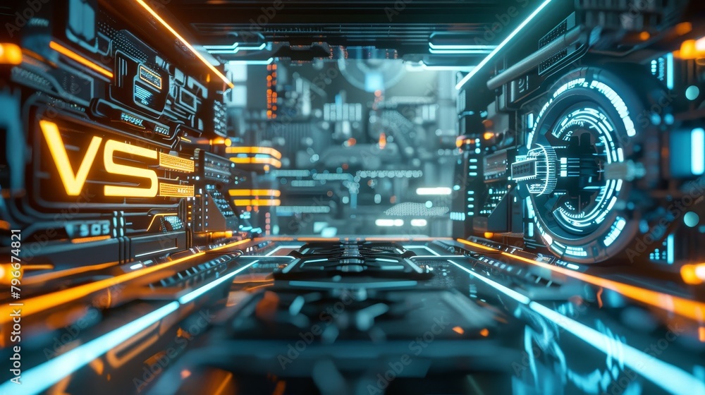 Aufkleber d render of vs text in a futuristic style ai generated illustration