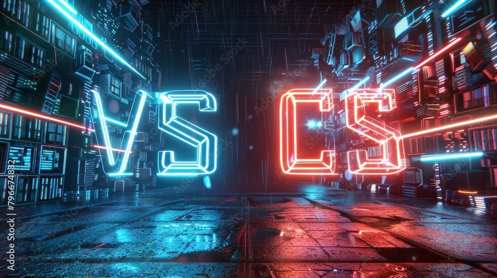 Poster d render of vs text in a futuristic style ai generated illustration