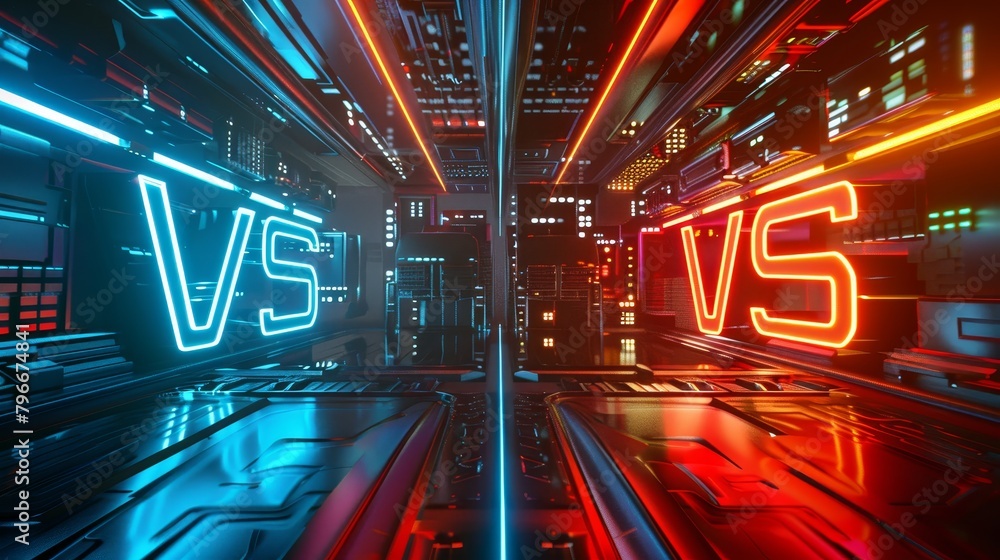 Poster D render of vs text in a futuristic style  AI generated illustration