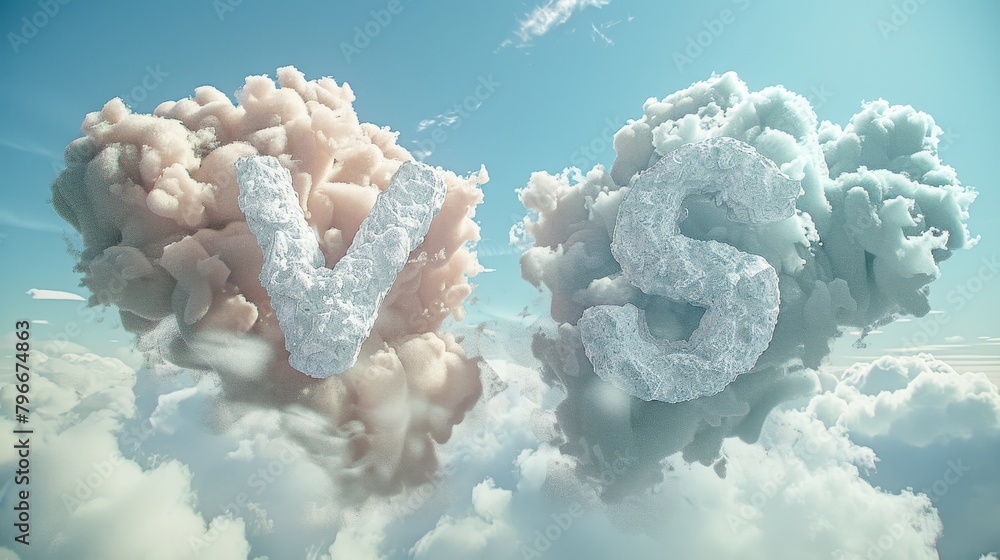 Poster d render of vs text with a cloud texture ai generated illustration