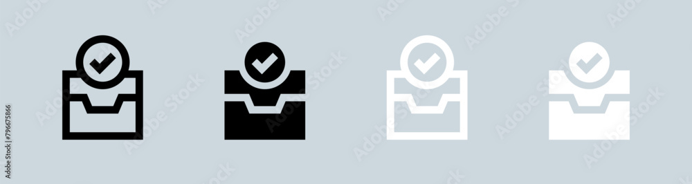 Poster direct message icon set in black and white. inbox signs vector illustration.