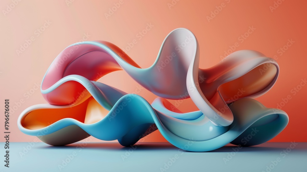 Poster design an abstract 3d sculpture in a cute color scheme ai generated illustration