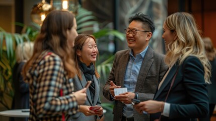 A group of people are smiling and laughing together