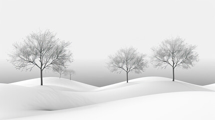 Sparse Winter Landscape with Delicate Tree Patterns.