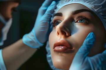 Surgeon prepping for cosmetic rhinoplasty procedure on patients nose. Concept Plastic Surgery, Medical Procedure, Rhinoplasty, Cosmetic Surgery, Surgeon Responsibilities