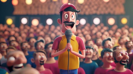 Fun render of a comedy YouTuber making their audience laugh  AI generated illustration