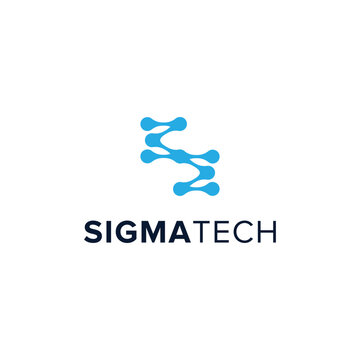 sigma tech simple sleek creative geometric modern logo design vector