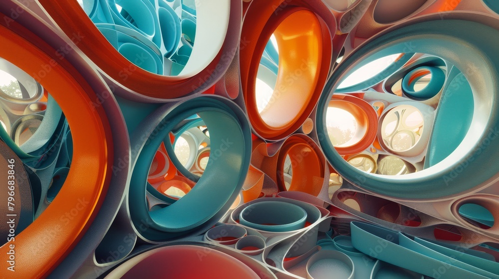 Poster funky shapes and structures in an abstract 3d render ai generated illustration