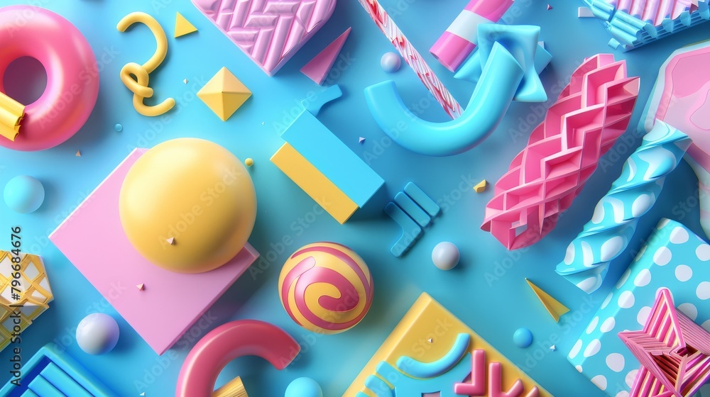 Poster geometric shapes and patterns in a 3d render of a social media feed ai generated illustration