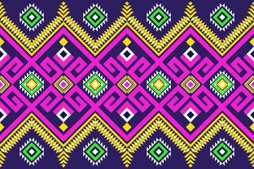Ethnic geometric floral oriental traditional seamless pattern porple background . Designed for background, wallpaper, clothing, wrapping, fabric, Batik, rug, decorating, embroidery style