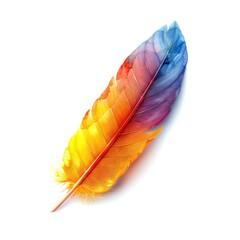 An elegant watercolor feather painted in a gradient