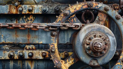 Fototapeta premium Industrial and mechanical details AI generated illustration
