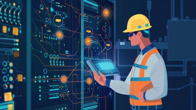 engineer programming an optical network terminal (ONT) at a subscriber's location, connecting services to the optical network
