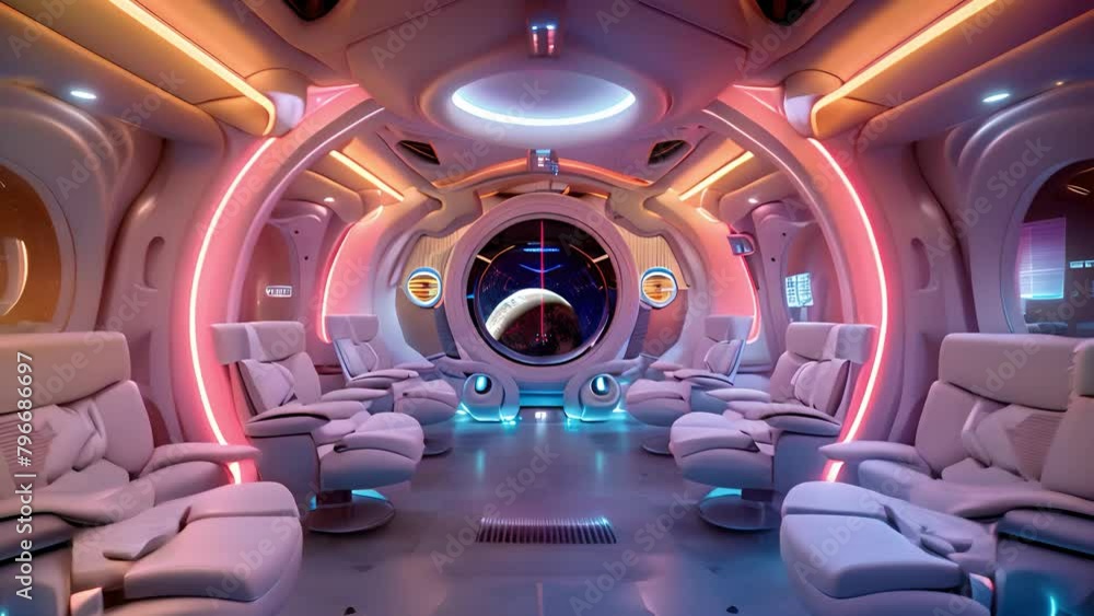 Wall mural cosmic space with colorful light streams and planets. the concept of a fantasy space scene.