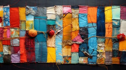 Patchwork Patterns Stitching Together Scraps Background