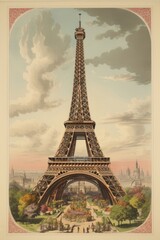 Eiffel tower architecture painting building.