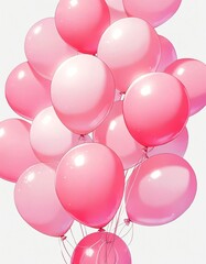 bunch of pink balloons on plain wjite background from Generative AI