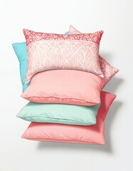 bunch of pink throw pillows on plain wjite background from Generative AI
