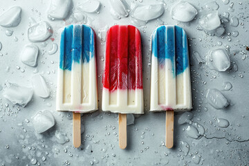 Red White and Blue 4th of July Fruit Ice Pops
