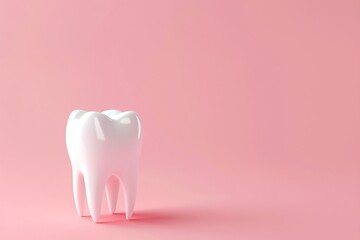 Healthy tooth on pink background