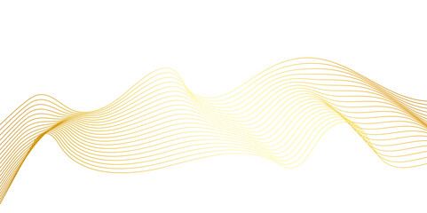 Abstract wavy lines flowing curve golden gradient color on transparent background. Abstract white background colorful lines. modern wavy stripes on white background isolated.	