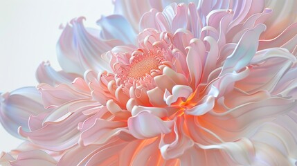 A 3D depiction of a pastel-colored chrysanthemum, with intricate petals gently layered