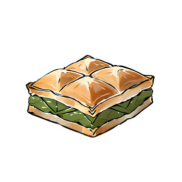 sandwich with green filling, watercolor style clip art preview