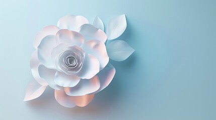 A 3D pastel camellia, its smooth petals and minimalist design creating a tranquil image