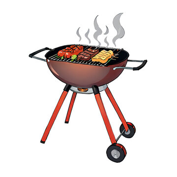 red grill cooking food outdoors clip art preview