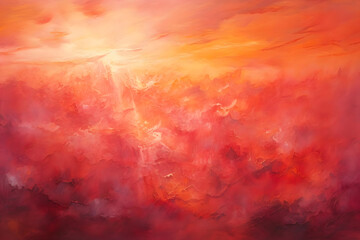 Obraz na płótnie Canvas Scarlet Sunset Symphony, abstract landscape art, painting background, wallpaper, generative ai