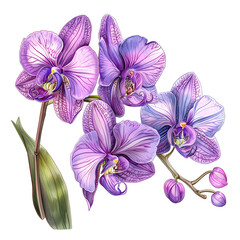 Clipart illustration a orchid on white background. Suitable for crafting and digital design projects.[A-0003]