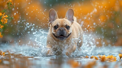 Playful Adventures Document pets engaged in playful and adventurous activities that bring joy and excitement. Photograph a dog splashing in a puddle