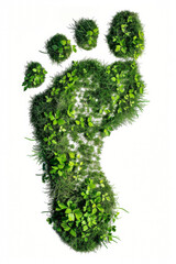 A green foot with plants growing out of it. The idea is to show the importance of taking care of the environment and the impact of human activity on the planet