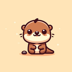 cartoon mascot illustration of an adorable otter