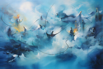 Celestial Cerulean Cantata, abstract landscape art, painting background, wallpaper, generative ai
