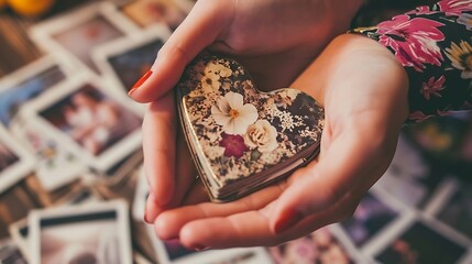 A Heart-Shaped Collage Made from Polaroid Photos: Capturing Memories and Moments in a Personal and Artistic Display - Powered by Adobe