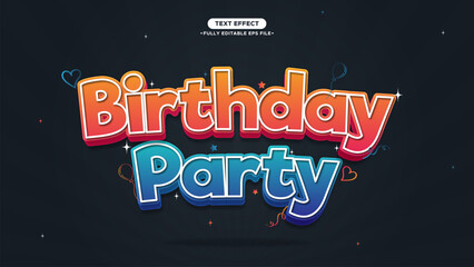 Birthday Banner Design Template with Vector Editable Text Effect