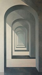 Minimal space classic building hall way architecture corridor painting.