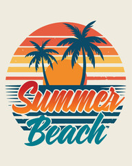 Fototapeta na wymiar Summer beach t shirt design, illustration 