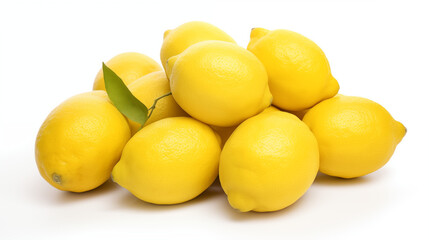 A pile of lemons on white background