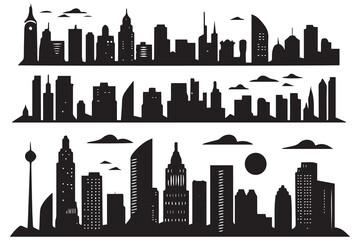 Naklejka premium City buildings silhouette vector illustration isolated