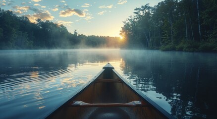 Canoe on Lake With Trees