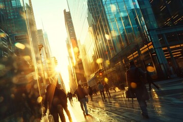 A busy city street with cars and pedestrians