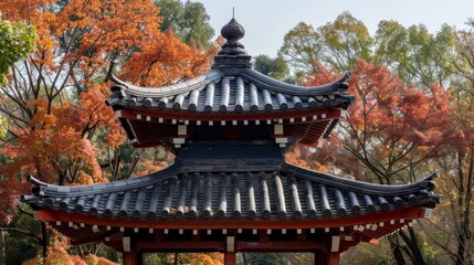 Fototapeta premium Japanese pagoda with a curved roof AI generated illustration